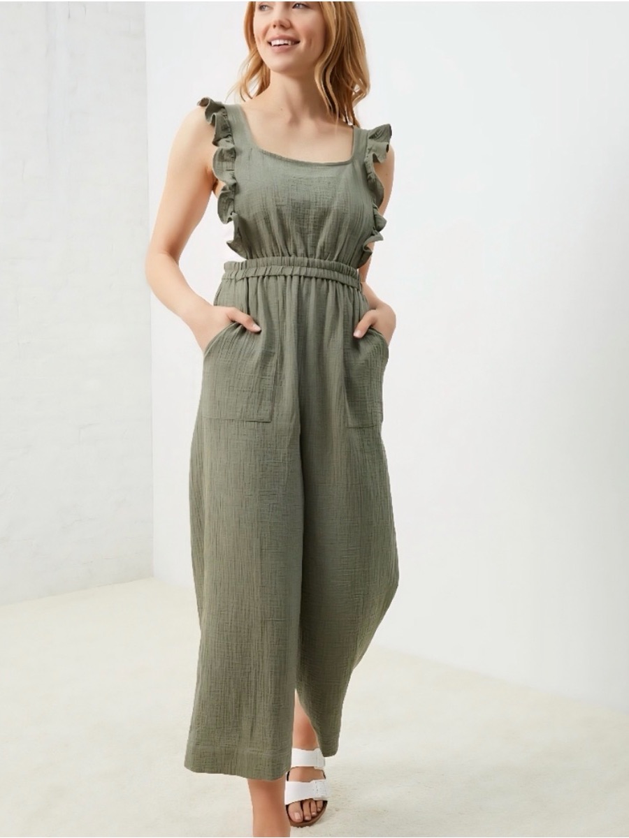 Upwest Cotton Gauze Ruffle Jumpsuit